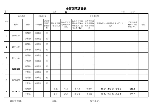 台背回填调查表