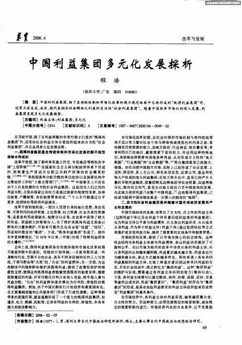 中国利益集团多元化发展探析