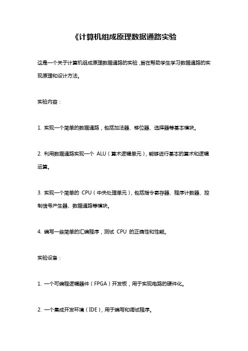 《计算机组成原理数据通路实验