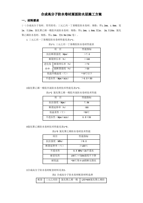 合成高分子防水卷材屋面防水层施工方案