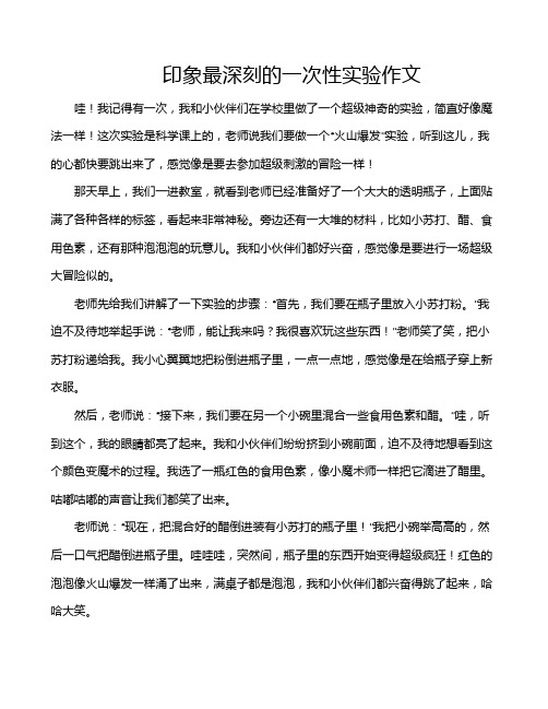 印象最深刻的一次性实验作文