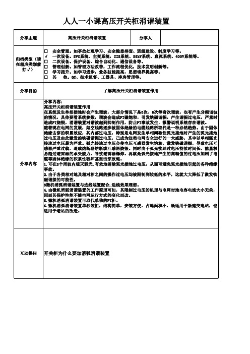 人人一小课高压开关柜消谐装置