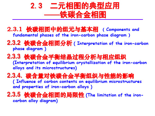 二元相图的典型应用铁碳合金相图