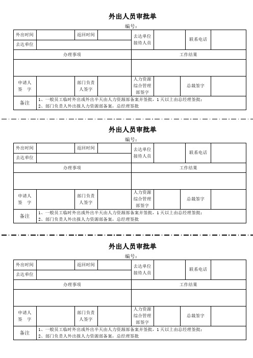 外出人员审批表