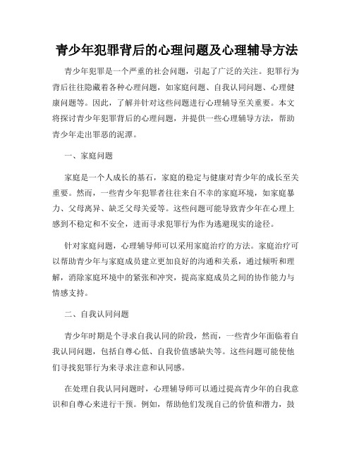 青少年犯罪背后的心理问题及心理辅导方法