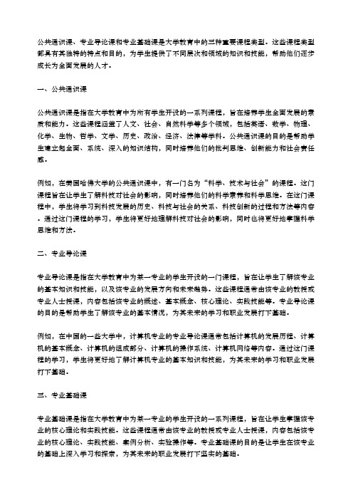 课程类型全部公共通识课专业导论课专业基础课