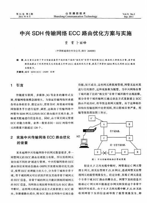 中兴SDH传输网络ECC路由优化方案与实施