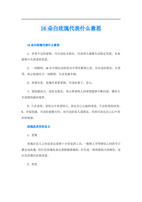 16朵白玫瑰代表什么意思