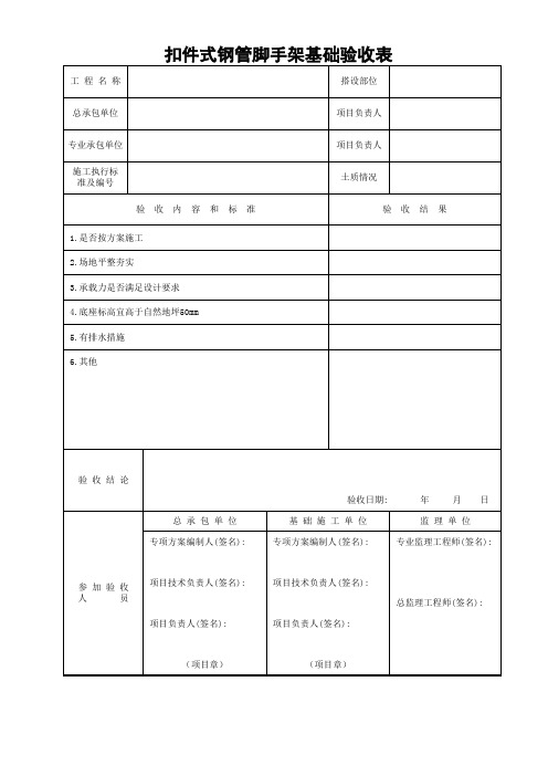 扣件式钢管脚手架基础验收表