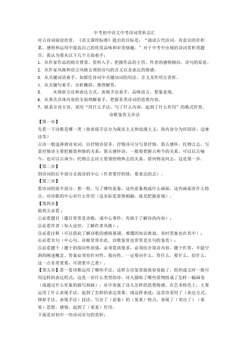 2020-2021中考初中语文中考诗词赏析总汇