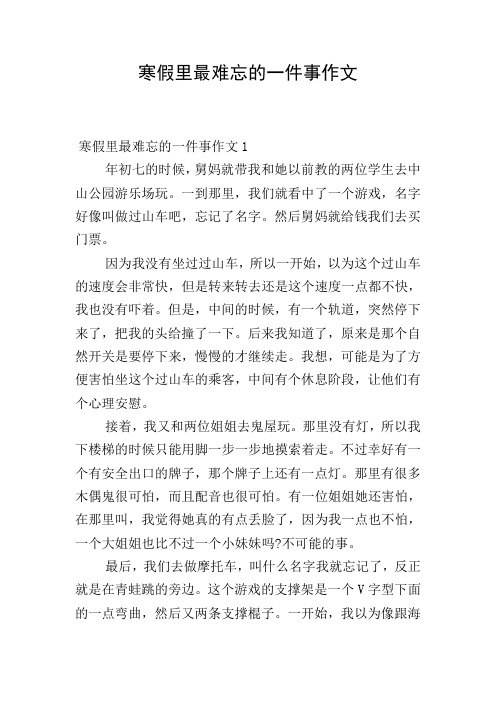 寒假里最难忘的一件事作文