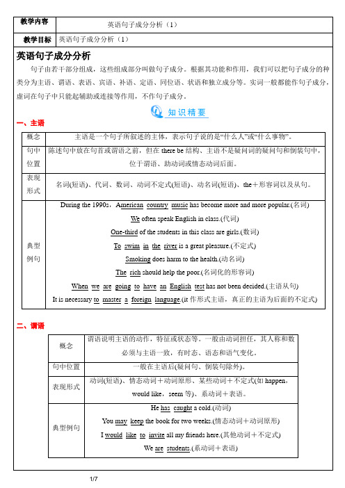 高中英语句子成分分析(1)