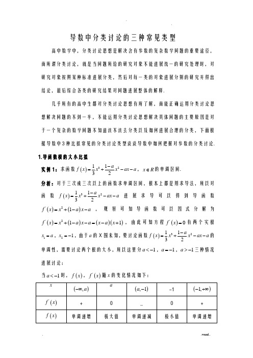 导数中分类讨论的三种常见类型