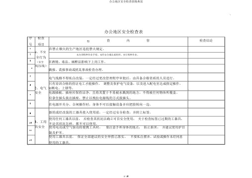 办公区域安全检查表格范例