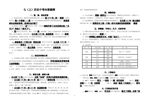 七年级历史提纲