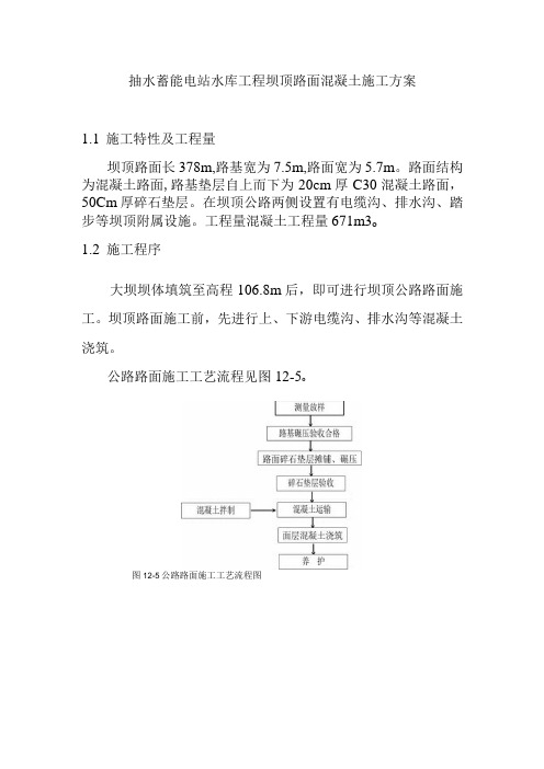 抽水蓄能电站水库工程坝顶路面混凝土施工方案