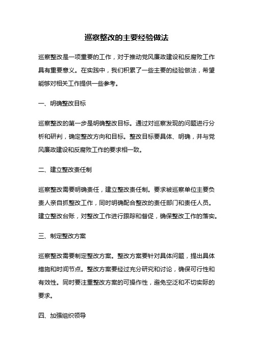 巡察整改的主要经验做法