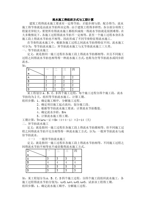 施工组织流水施工的组织方式与工期计算