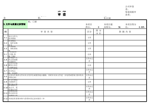 渠道商文件与品质记录实地审查表