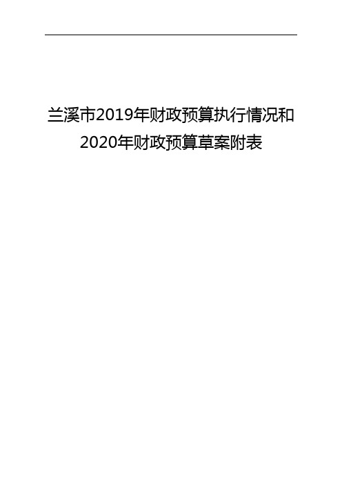 兰溪市2019年财政预算执行情况和