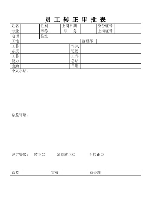 员工转正审批表