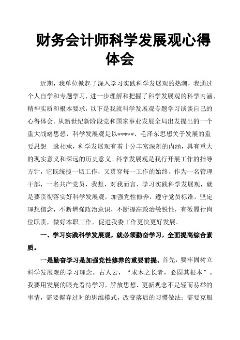 财务会计师科学发展观心得体会