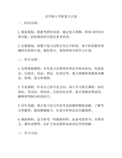 法学硕士考研复习计划