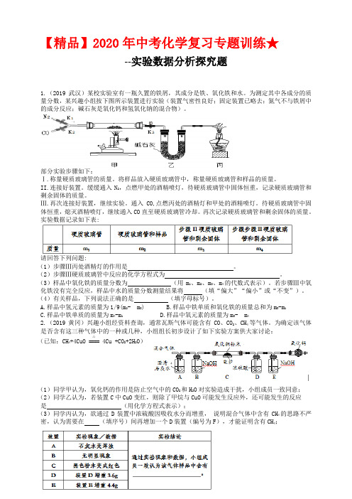 【精品】2020年中考化学复习专题训练★实验数据分析探究题(含答案)