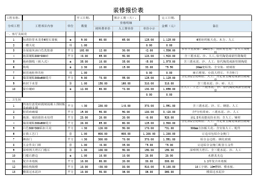 装修报价表