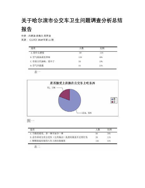 关于哈尔滨市公交车卫生问题调查分析总结报告