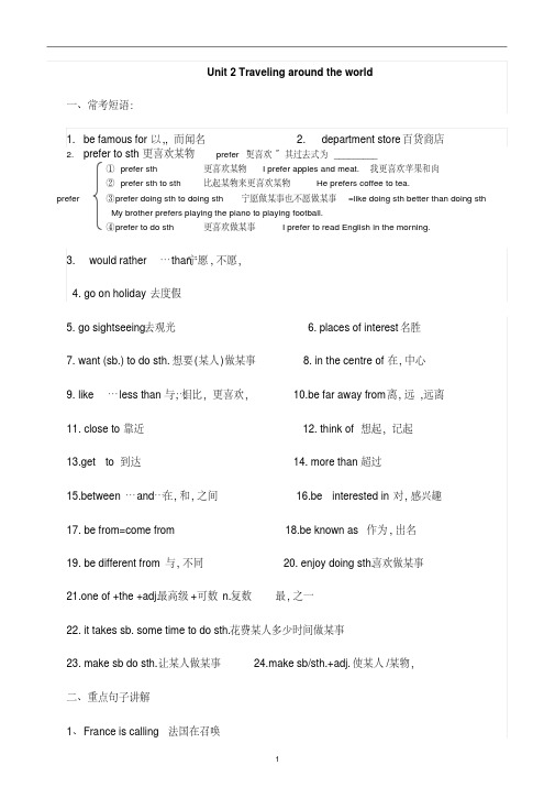 【精品】2016广州版英语初一下unit2travelingaroundtheworld