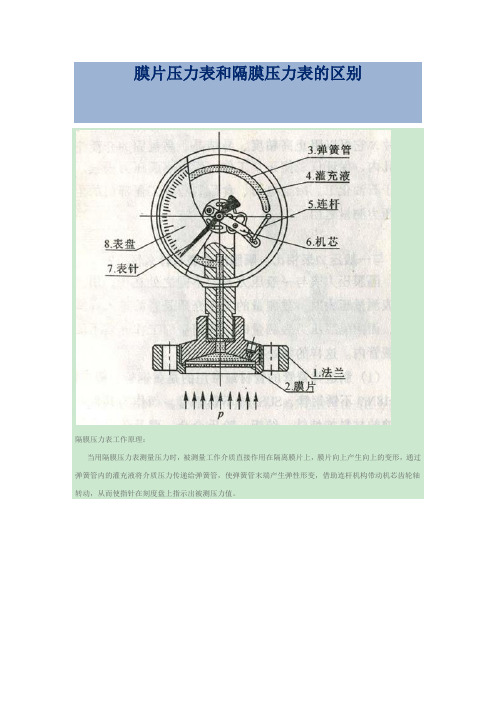 膜片压力表和隔膜压力表的区别