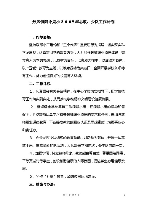 阿令2009年思政少队计划