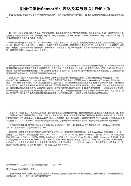 图像传感器Sensor尺寸表达及其与镜头LENS关系