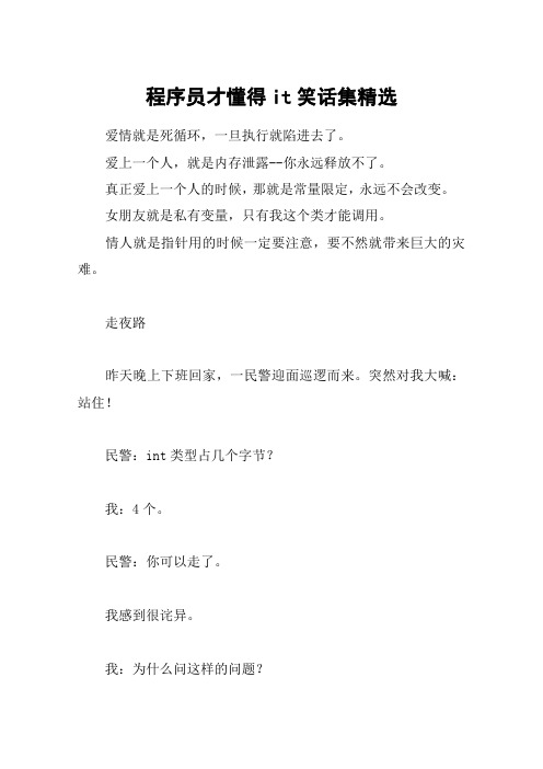 程序员才懂得it笑话集精选