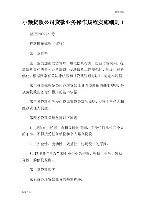 小额贷款公司贷款业务操作规程实施细则.doc