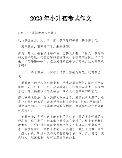 2023年小升初考试作文