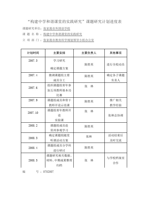 课题研究计划进度表