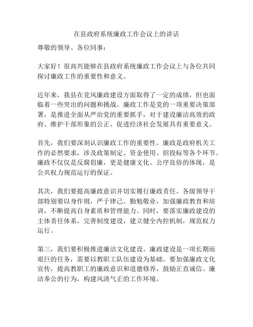 在县政府系统廉政工作会议上的讲话