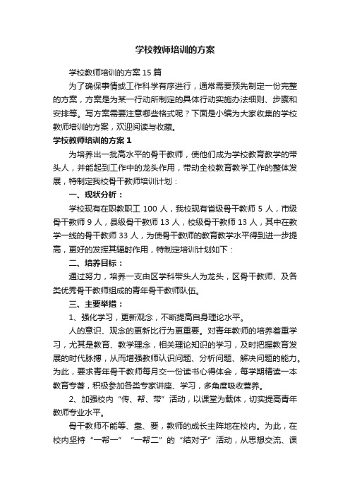 学校教师培训的方案15篇