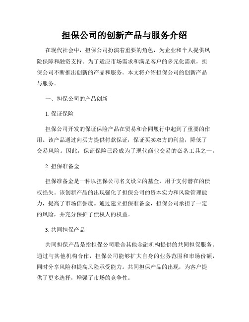 担保公司的创新产品与服务介绍