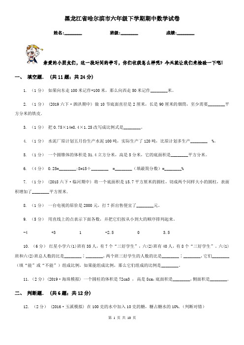 黑龙江省哈尔滨市六年级下学期期中数学试卷