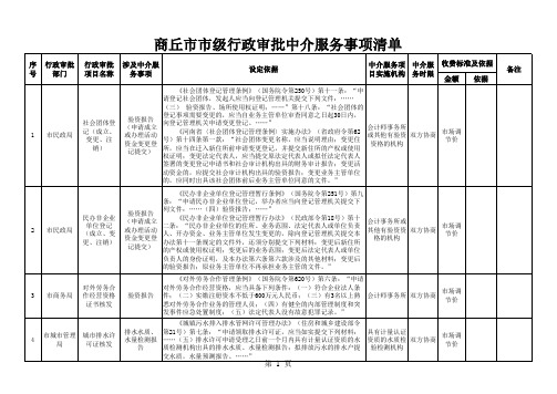 商丘市市级行政审批中介服务事项清单