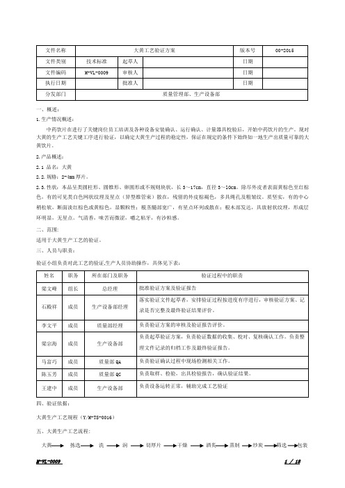 中药饮片工艺验证0009-大黄