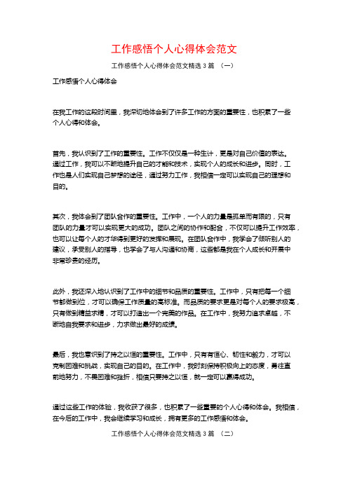 工作感悟个人心得体会范文3篇