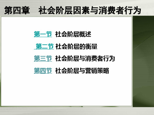 第四章社会阶层因素与消费者行为.