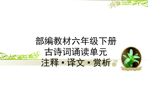 部编教材六年级下册古诗词诵读注释译文赏析