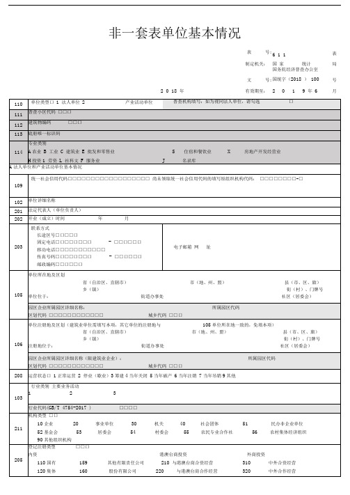 非一套表单位基本情况