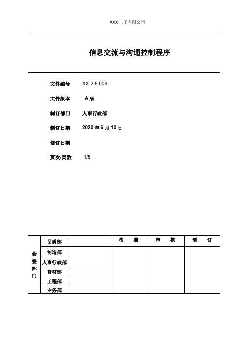 信息交流与沟通控制程序