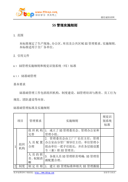 5S管理实施细则